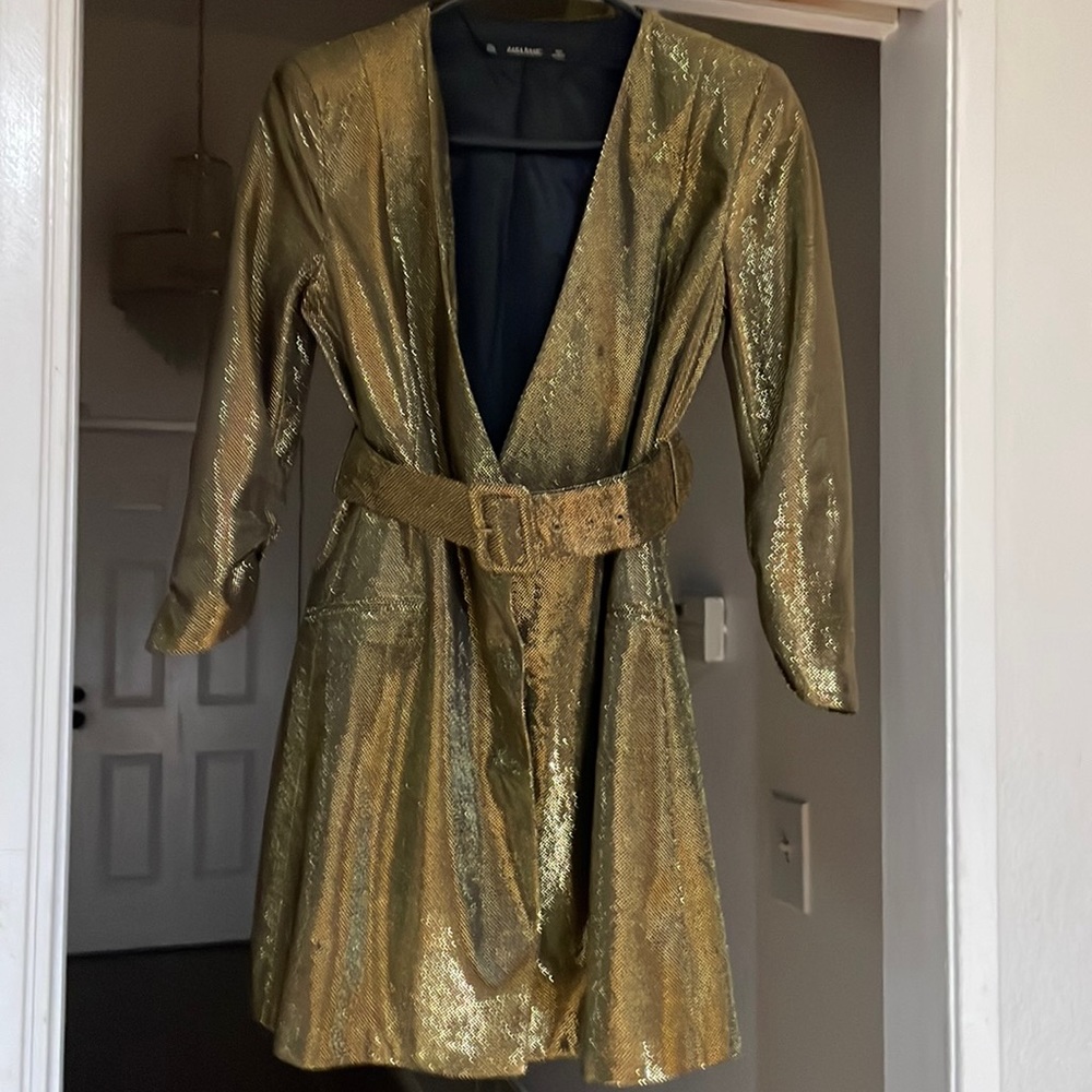 Zara gold belted dress. Great condition, worn once.